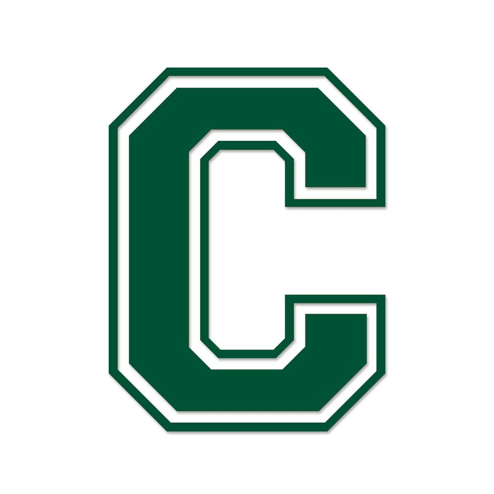 Applicable Pun Varsity Letter C - Vinyl Decal for Outdoor Use on Cars, ATV, Boats, Windows and More - Forest Green 4 Inches Tall