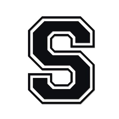 Applicable Pun Varsity Letter S - Vinyl Decal for Outdoor Use on Cars, ATV, Boats, Windows and More - Black 5 Inches Tall