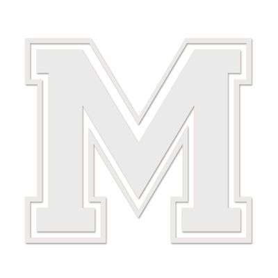 Applicable Pun Varsity Letter M - Vinyl Decal for Outdoor Use on Cars, ATV, Boats, Windows and More - White 4 Inches Tall