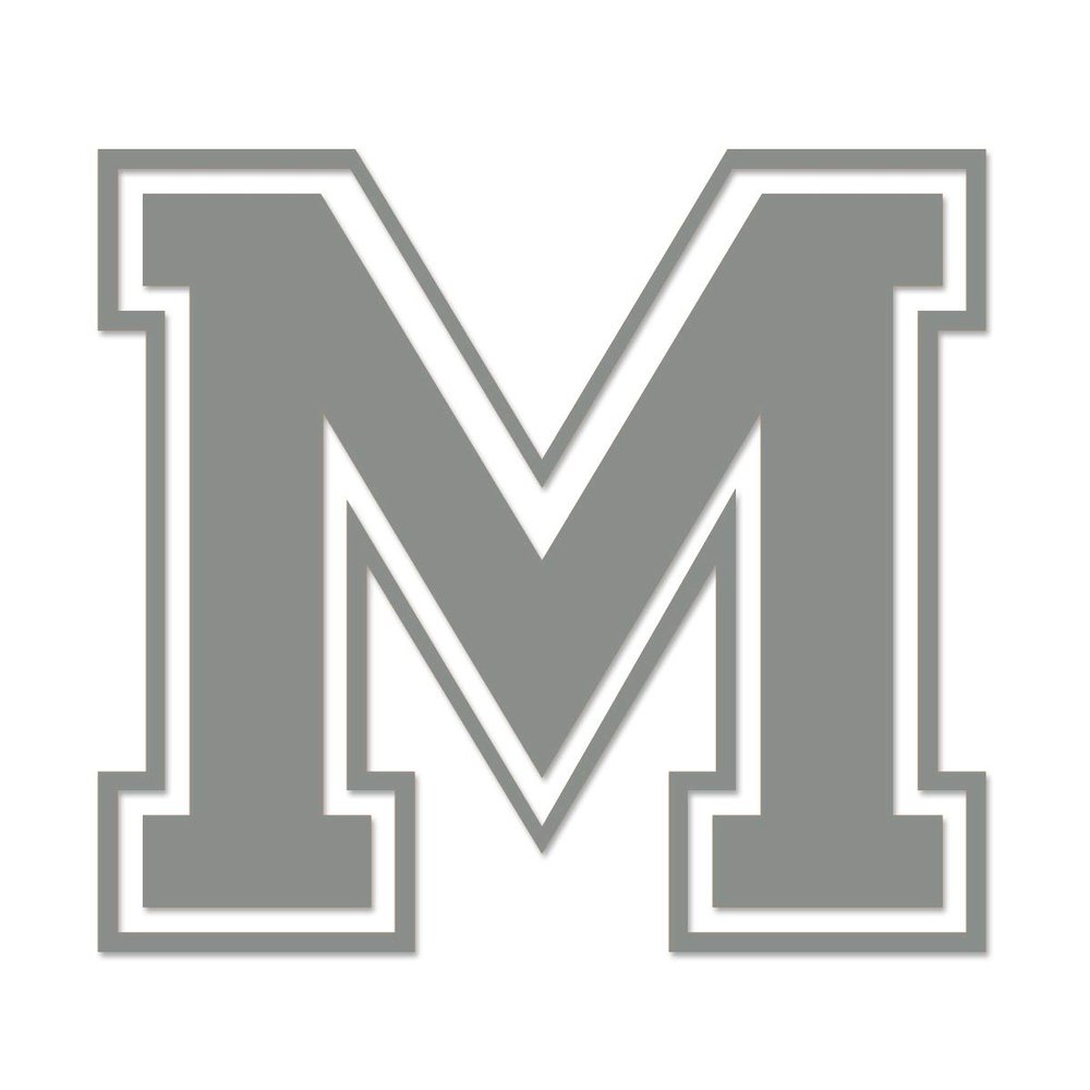 Applicable Pun Varsity Letter M - Vinyl Decal for Outdoor Use on Cars, ATV, Boats, Windows and More - Middle Grey 4 Inches Tall