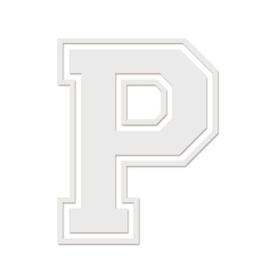 Applicable Pun Varsity Letter P - Vinyl Decal for Outdoor Use on Cars, ATV, Boats, Windows and More - White 4 Inches Tall