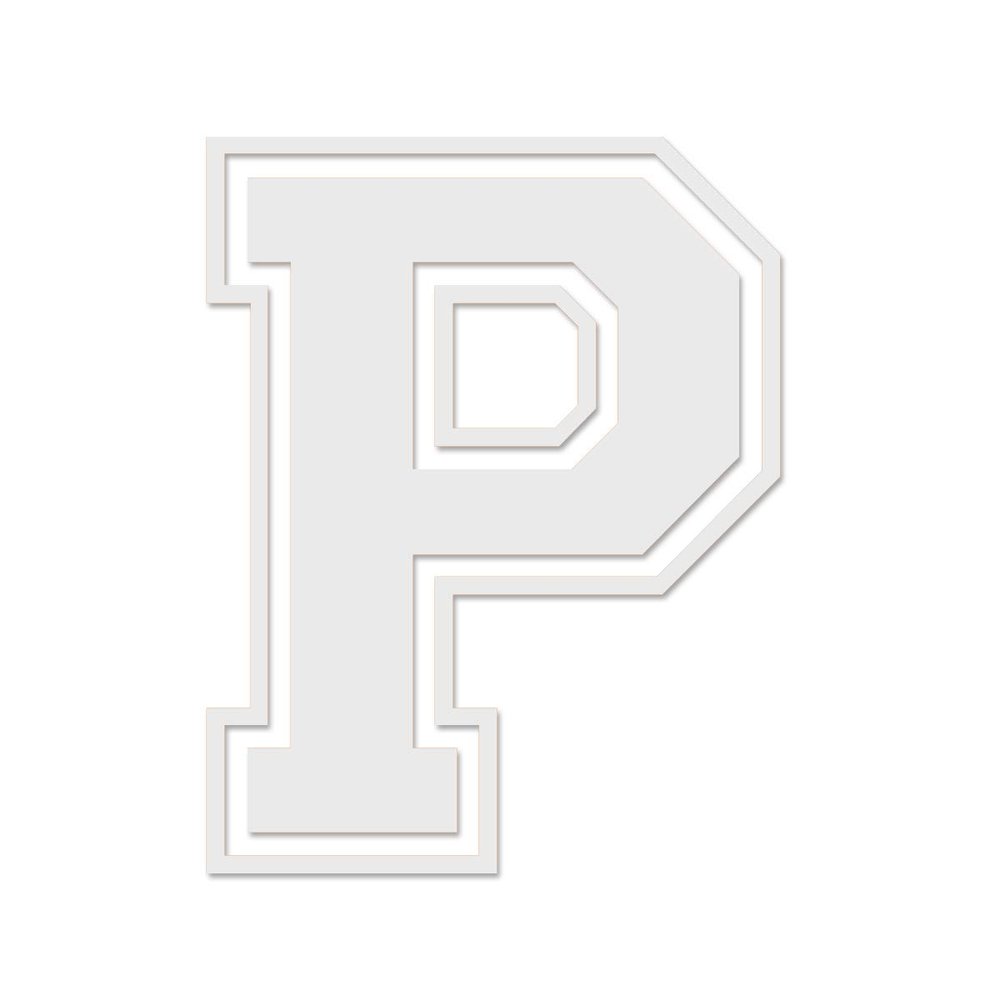 Applicable Pun Varsity Letter P - Vinyl Decal for Outdoor Use on Cars, ATV, Boats, Windows and More - White 4 Inches Tall