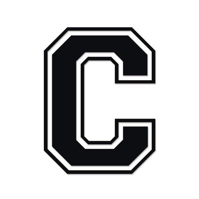 Applicable Pun Varsity Letter C - Vinyl Decal for Outdoor Use on Cars, ATV, Boats, Windows and More - Black 5 Inches Tall