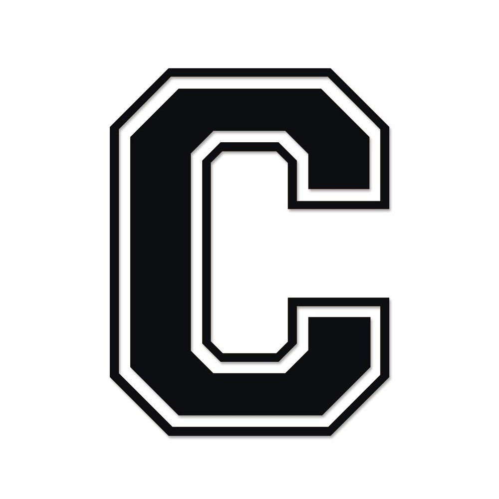 Applicable Pun Varsity Letter C - Vinyl Decal for Outdoor Use on Cars, ATV, Boats, Windows and More - Black 5 Inches Tall