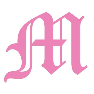Applicable Pun Old English Letter M - Vinyl Decal for Outdoor Use on Cars, ATV, Boats, Windows and More - Light Pink 3 Inches Tall