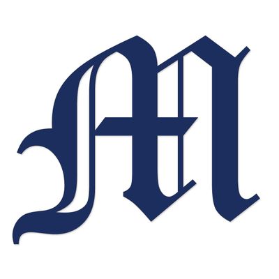 Applicable Pun Old English Letter M - Vinyl Decal for Outdoor Use on Cars, ATV, Boats, Windows and More - Dark Blue (Navy) 4 Inches Tall