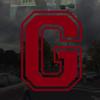 Applicable Pun Varsity Letter G - Vinyl Decal for Outdoor Use on Cars, ATV, Boats, Windows and More - Burgundy 3 Inches Tall view 2