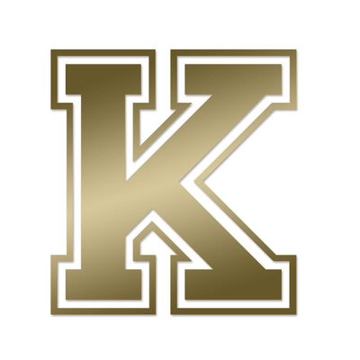 Applicable Pun Varsity Letter K - Vinyl Decal for Outdoor Use on Cars, ATV, Boats, Windows and More - Gold 3 Inches Tall