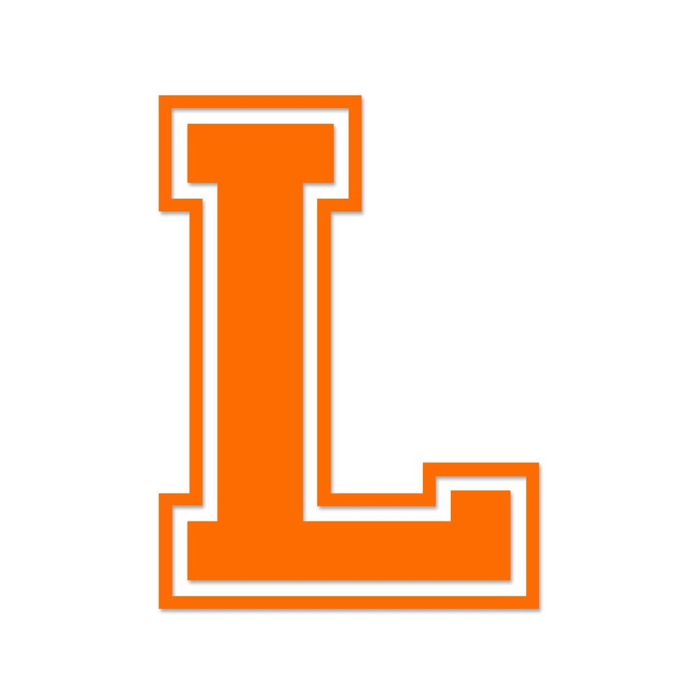 Applicable Pun Varsity Letter L - Vinyl Decal for Outdoor Use on Cars, ATV, Boats, Windows and More - Orange 5 Inches Tall
