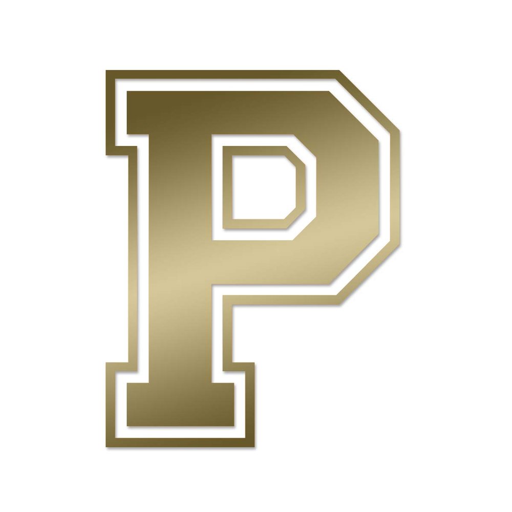 Applicable Pun Varsity Letter P - Vinyl Decal for Outdoor Use on Cars, ATV, Boats, Windows and More - Gold 3 Inches Tall