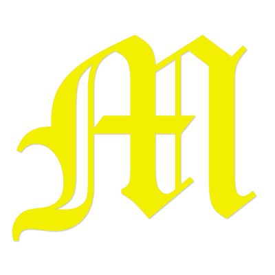 Applicable Pun Old English Letter M - Vinyl Decal for Outdoor Use on Cars, ATV, Boats, Windows and More - Yellow 3 Inches Tall