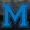 Applicable Pun Varsity Letter M - Vinyl Decal for Outdoor Use on Cars, ATV, Boats, Windows and More - Sky Blue 4 Inches Tall view 2