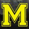 Applicable Pun Varsity Letter M - Vinyl Decal for Outdoor Use on Cars, ATV, Boats, Windows and More - Yellow 5 Inches Tall view 2
