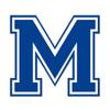 Applicable Pun Varsity Letter M - Vinyl Decal for Outdoor Use on Cars, ATV, Boats, Windows and More - Blue 5 Inches Tall view 1