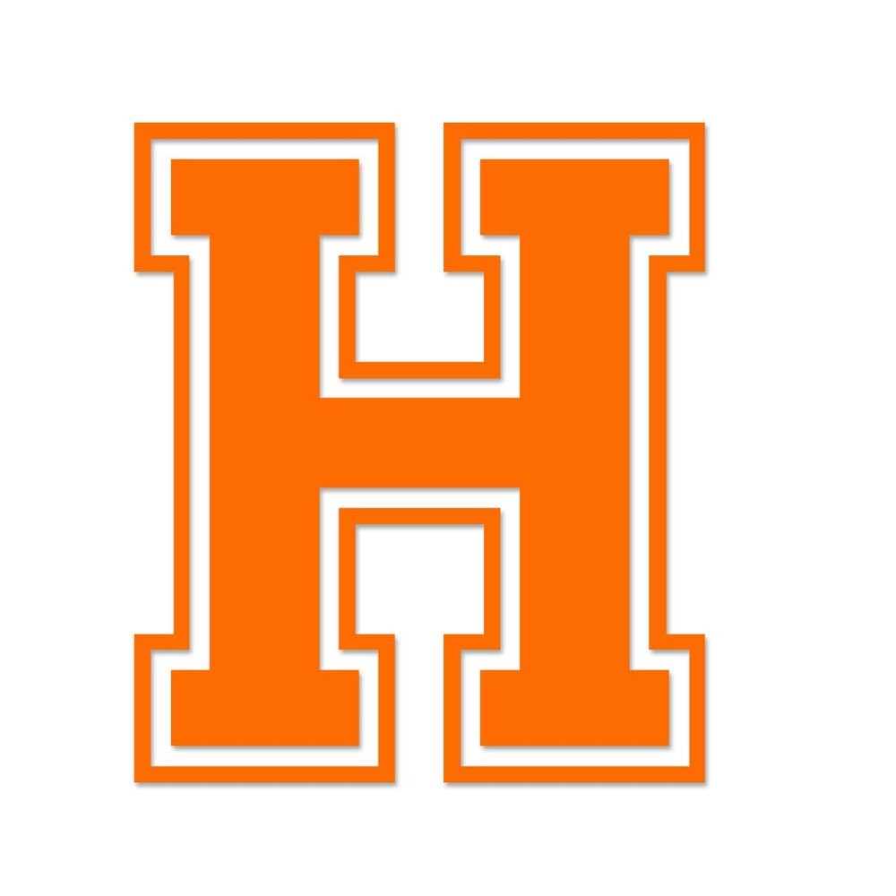 Applicable Pun Varsity Letter H - Vinyl Decal for Outdoor Use on Cars, ATV, Boats, Windows and More - Orange 6 Inches Tall
