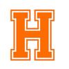 Applicable Pun Varsity Letter H - Vinyl Decal for Outdoor Use on Cars, ATV, Boats, Windows and More - Orange 6 Inches Tall view 1
