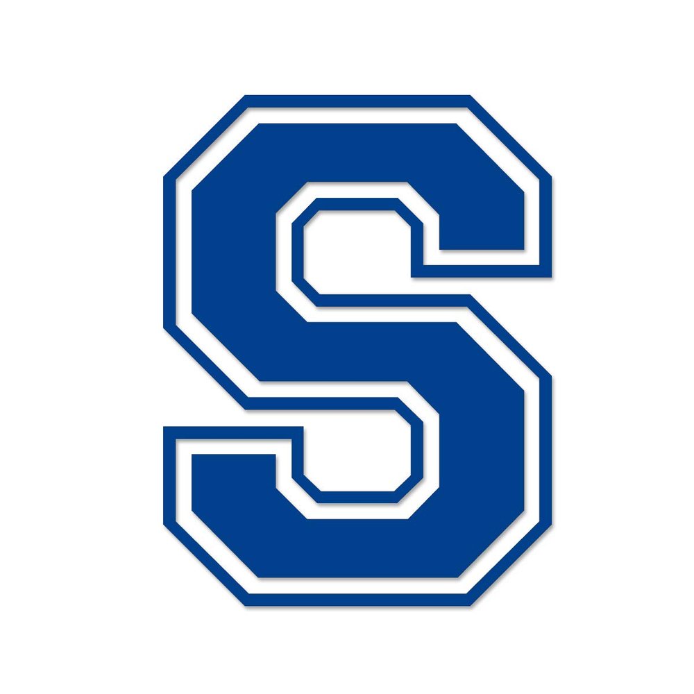 Applicable Pun Varsity Letter S - Vinyl Decal for Outdoor Use on Cars, ATV, Boats, Windows and More - Blue 3 Inches Tall