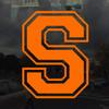 Applicable Pun Varsity Letter S - Vinyl Decal for Outdoor Use on Cars, ATV, Boats, Windows and More - Orange 5 Inches Tall view 2
