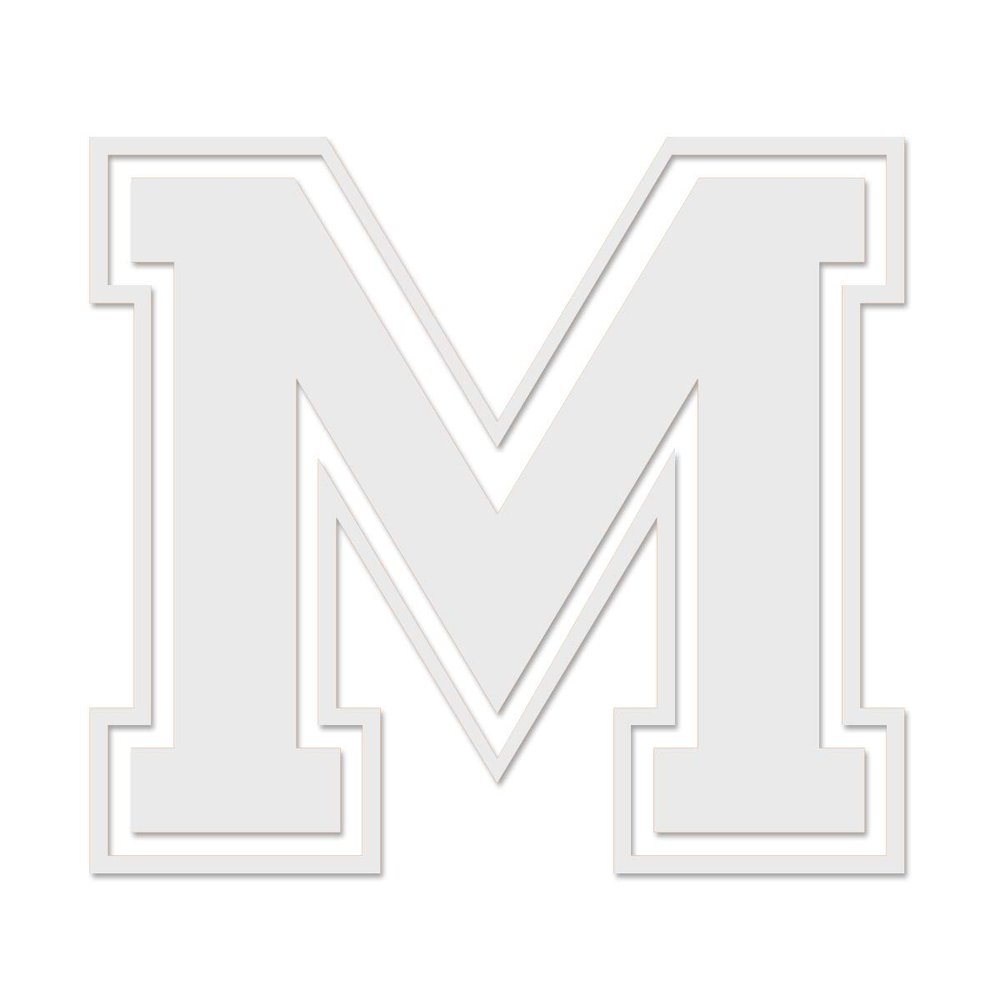 Applicable Pun Varsity Letter M - Vinyl Decal for Outdoor Use on Cars, ATV, Boats, Windows and More - White 3 Inches Tall