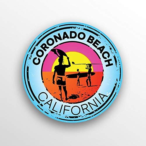 2-Pack Coronado Beach California Decal Sticker |3-Inch Round | Premium Quality Vinyl Sticker | UV Protective Laminate | PD1491