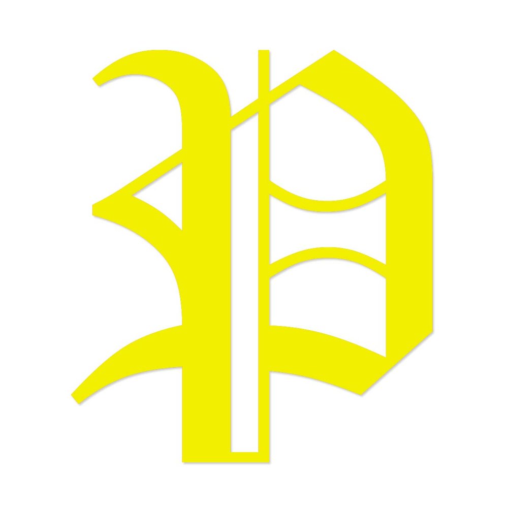 Applicable Pun Old English Letter P - Vinyl Decal for Outdoor Use on Cars, ATV, Boats, Windows and More - Yellow 3 Inches Tall
