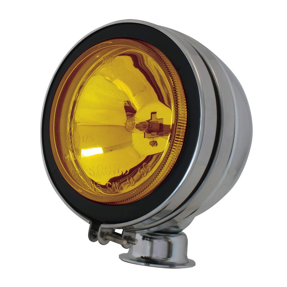 GG Grand General 80633 5 Inches Chrome Amber Glass Light with #H3 12V/100W Halogen Bulb