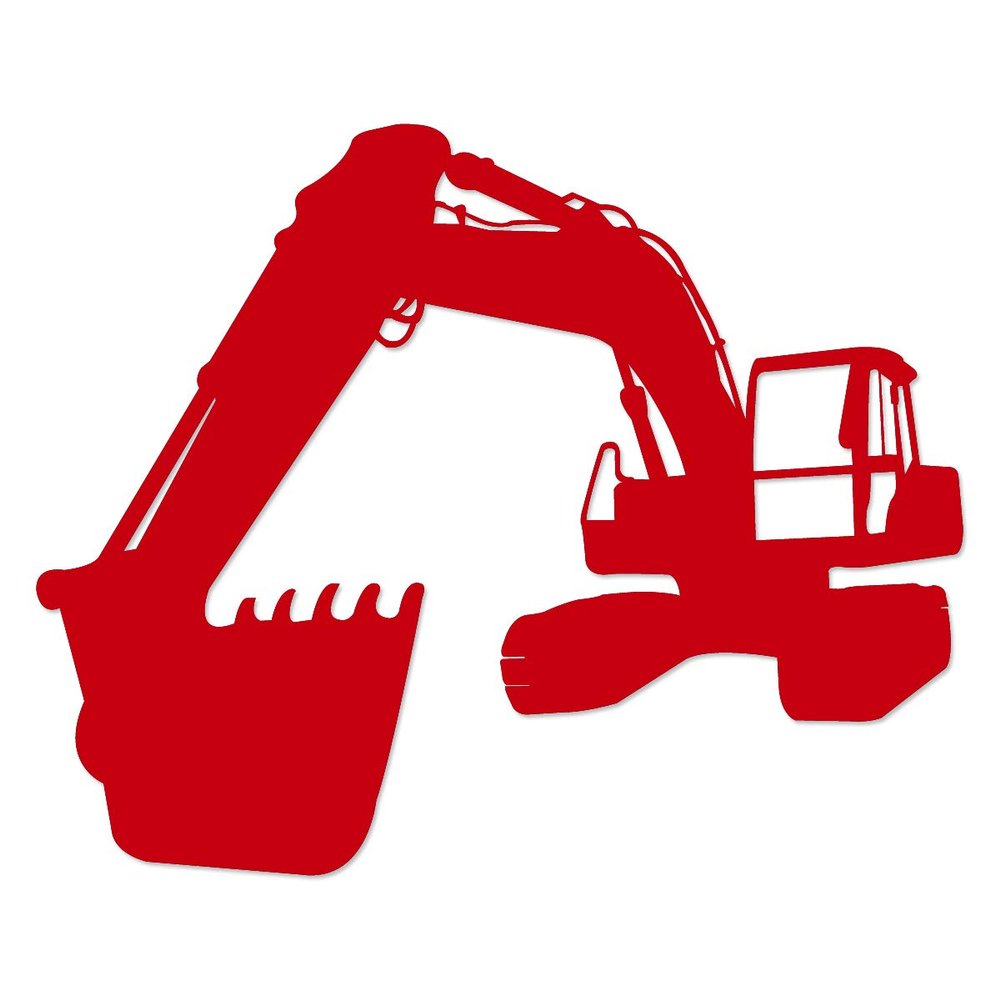 Applicable Pun Tracked Excavator Trackhoe - Vinyl Decal for Outdoor Use on Cars, ATV, Boats, Windows and More - Red 4 inch