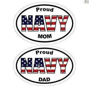 2pcs Navy Decal - Oval American Flag Proud Dad