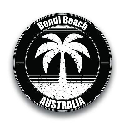 Bondi Beach Vinyl Decal Sticker Vacation Explore Memory Souvenir Waterproof 2 Pack 3 Inch Round Premium Quality Vinyl UV Protective Laminate PD1826