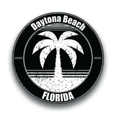 DHDM Daytona Beach Vinyl Decal Sticker Vacation Explore Memory Souvenir Waterproof 2 Pack 3 Inch Round Premium Quality Vinyl UV Protective Laminate PD1801