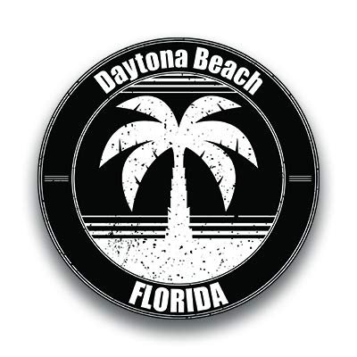 DHDM Daytona Beach Vinyl Decal Sticker Vacation Explore Memory Souvenir Waterproof 2 Pack 3 Inch Round Premium Quality Vinyl UV Protective Laminate PD1801