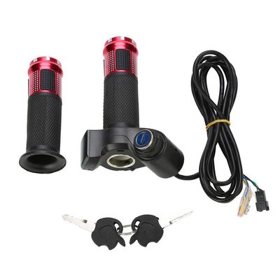 Throttle Grip 4 Colors Throttle Grips with LED Display Screen Handle with Key Knock for Electric Bike(Red)