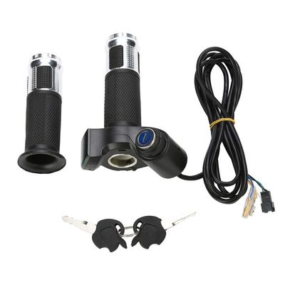Throttle Grip, 4 Colors Throttle Grips with LED Display Screen Handle with Key Knock for Electric Bike(Silver)