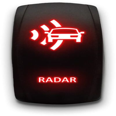 Radar - Red - Laser Etched Toggle Switch 20A 12V - Vertical Rocker Switch 5-Pin DPST
