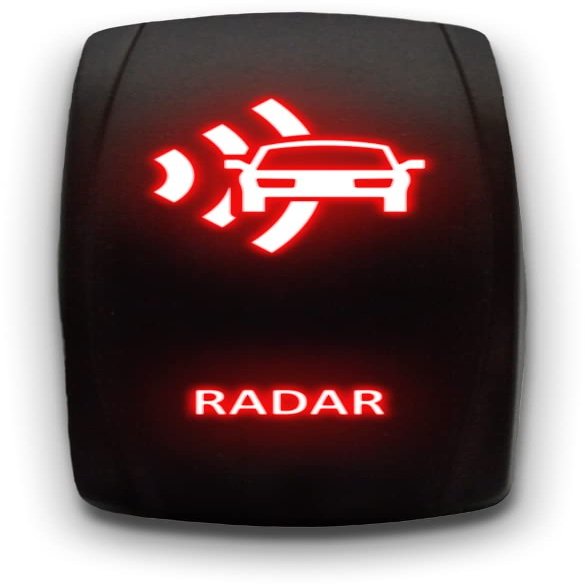 Radar - Red - Laser Etched Toggle Switch 20A 12V - Vertical Rocker Switch 5-Pin DPST