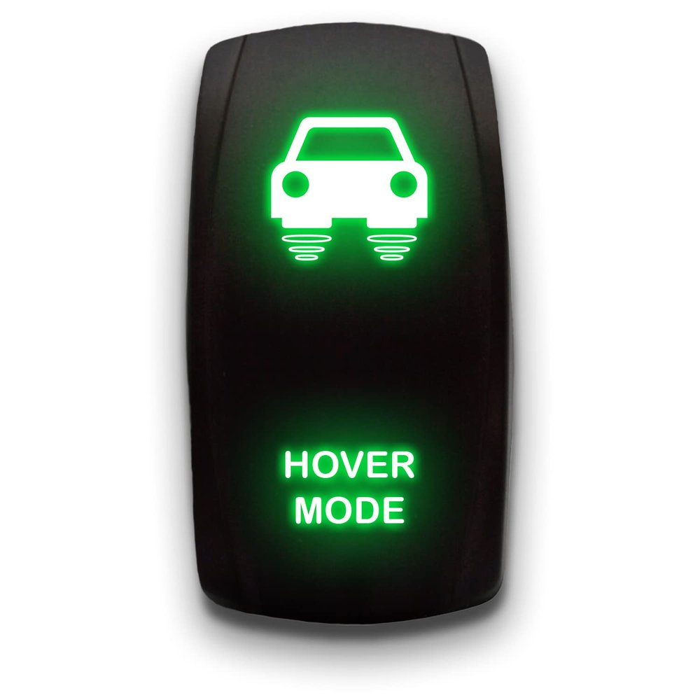 Hover Mode - Green - Laser Etched Toggle Switch 20A 12V - Vertical Rocker Switch 5-Pin DPST