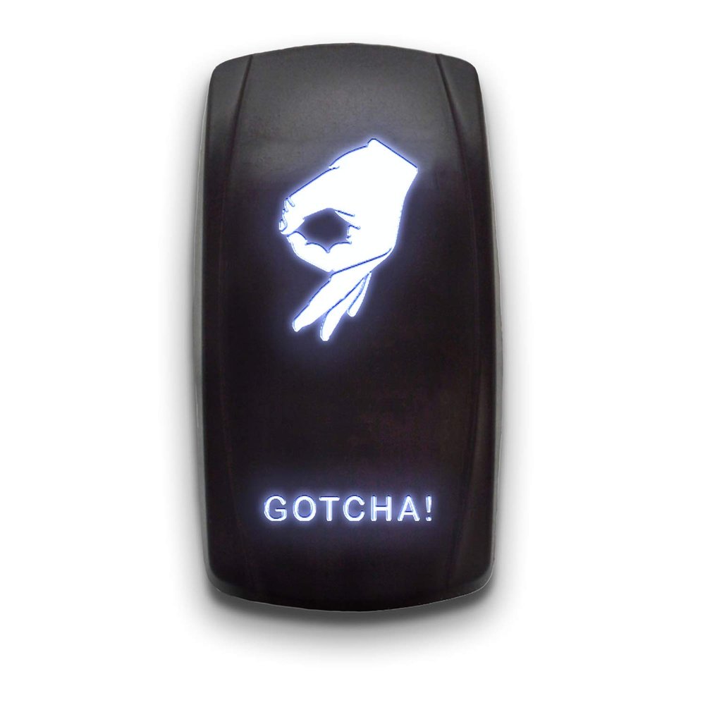 Gotcha! - White - Switch Dual Light - STARK Laser Etched LED Rocker - 20A 12V ON/Off 5-PIN