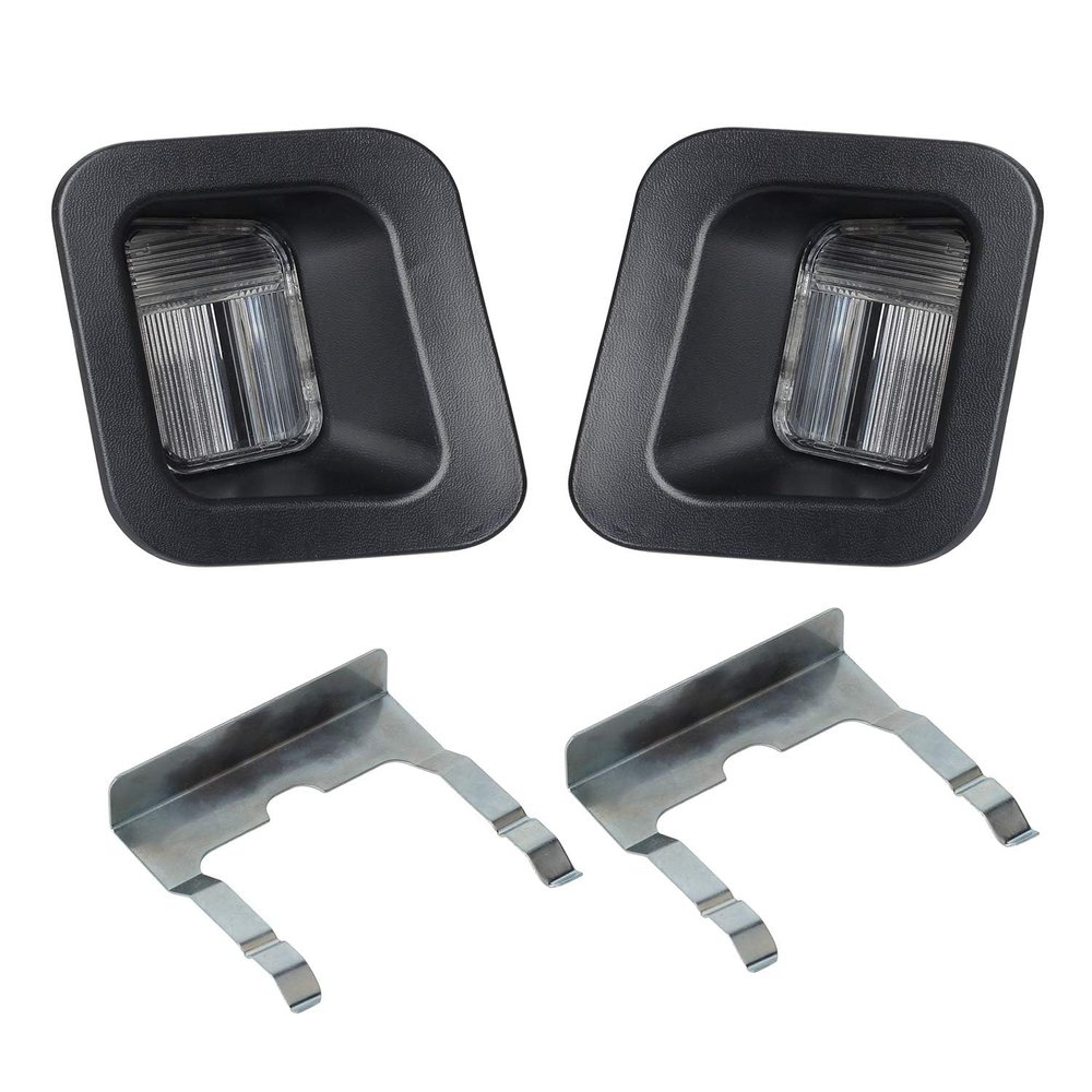 HERCOO License Plate Lights Lamp Lens Black Clips Housing Compatible with 2003-2018 Dodge Ram 1500 2500 3500 Pickup Truck Rear Step Bumper Aftermarket Replacement, Pack of 2