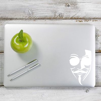 Yoonek Graphics Anonymous Distinctive Signature mask Decal Sticker for Car Window, Laptop and More. # 1226 (6" x 3.8", White)