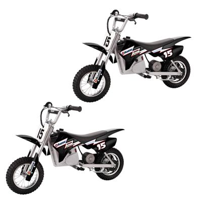 Razor MX400 Dirt Rocket Kids Ride On 24V Electric Toy Motocross Motorcycle Dirt Bike, Speeds up to 14 MPH, Black (2 Pack)