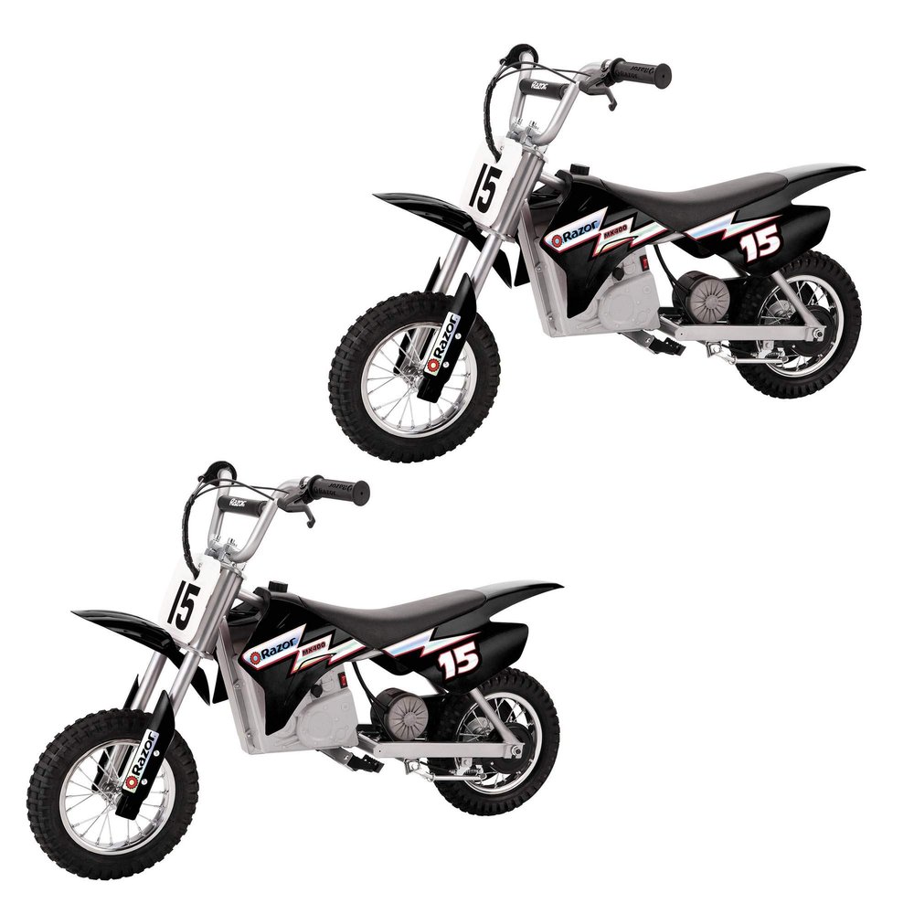 Razor MX400 Dirt Rocket Kids Ride On 24V Electric Toy Motocross Motorcycle Dirt Bike, Speeds up to 14 MPH, Black (2 Pack)