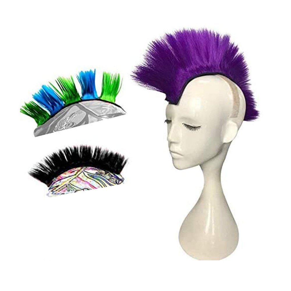 HHongJM Helmet Hawks Motorcycle Helmet Mohawk Synthetic Wigs for Bicycle/Almost Helmet/Stick Reusable Design (Helmet Not Included)