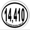 14,410 MT. Rainier National Park Oval Bumper Sticker view 1