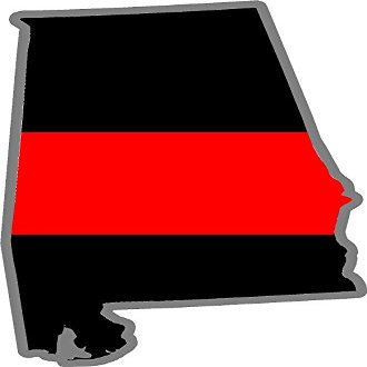 3" Alabama AL Thin Red Line State Shape American Flag Firefighter Sticker