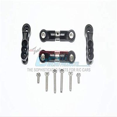GPM For Traxxas E-Revo 2.0 VXL Brushless (86086-4) Upgrade Parts Aluminum Servo Horn With Stainless Steel Adjustable Steering Link - 4Pc Set Black