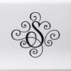 White - Scroll Monogram Initial 15" x 15" Vinyl Decal - Decorative Letter Script Lettering - Die Cut Sticker view 2