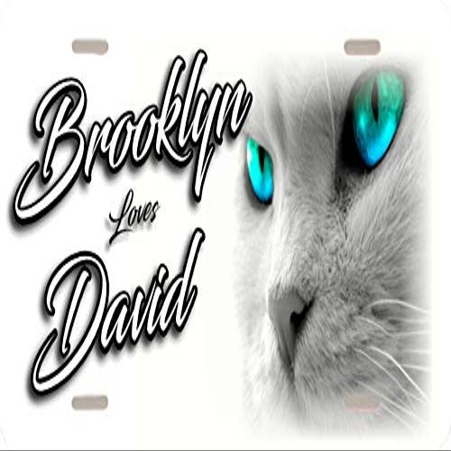 Personalized License Plate - House Cat Bright Eyes Couple or Single Name Design