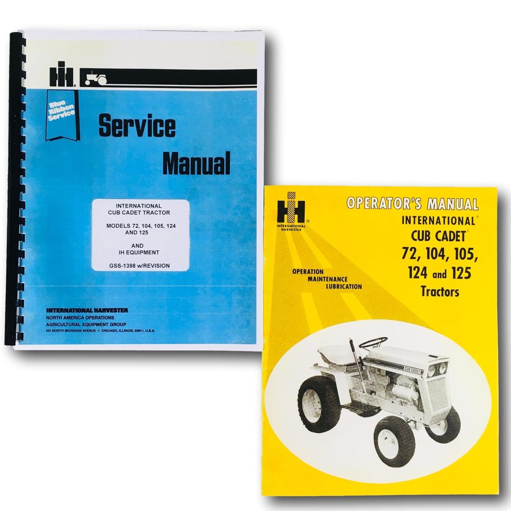 Cub Cadet 72 104 105 124 125 Owners Operators Repair Shop c