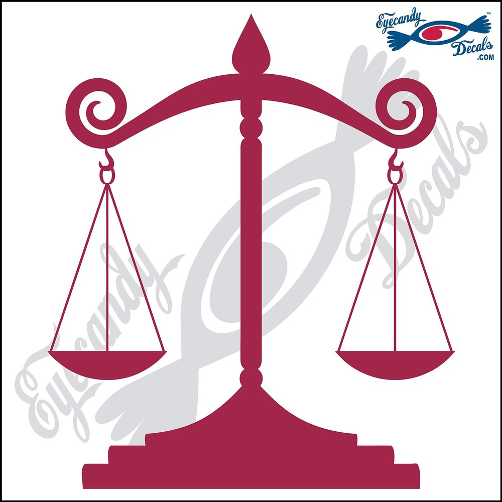 Eyecandy Decals Scales of Justice 6" Dark RED Decal Sticker