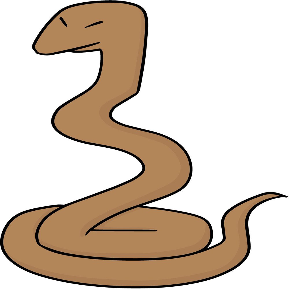 Scary Wild Desert Snake Cartoon Vinyl Sticker (2" Tall, Brown)
